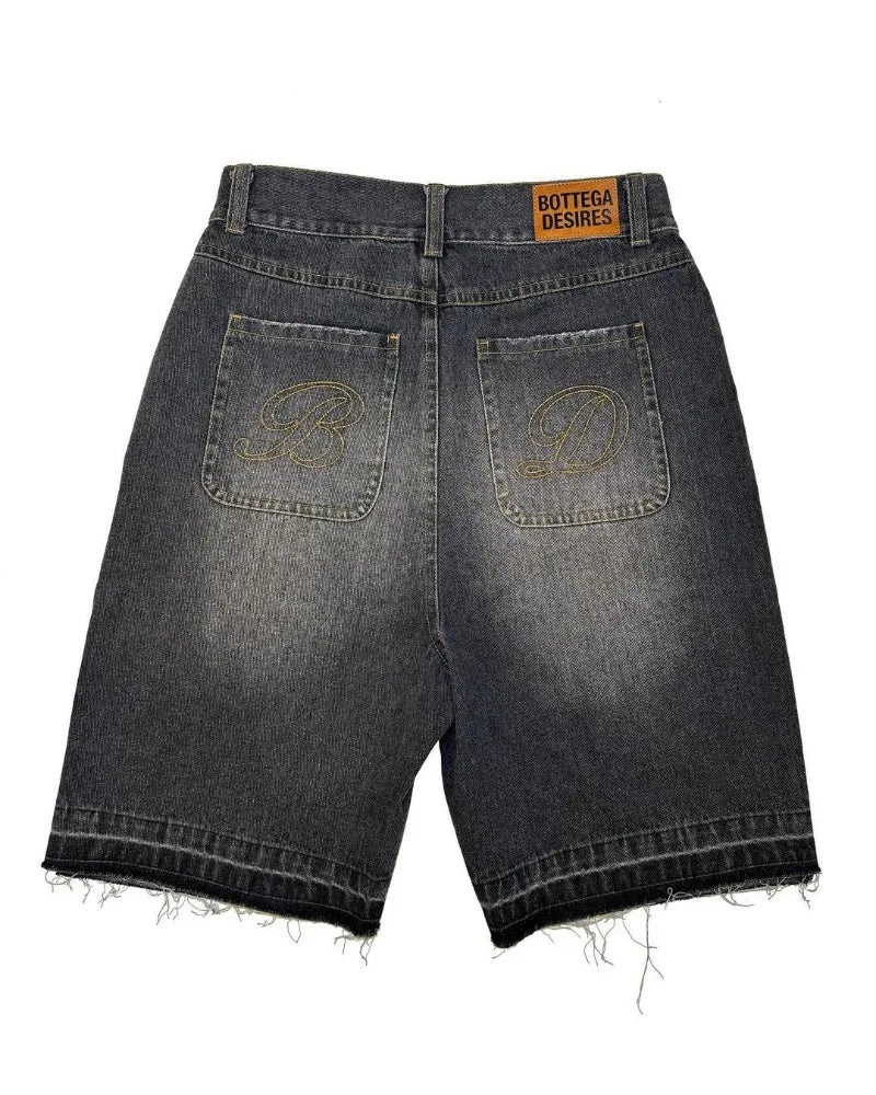 "Bottega Desires" Distressed Denim Shorts