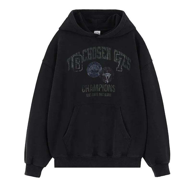 A woolen hoodie is loose