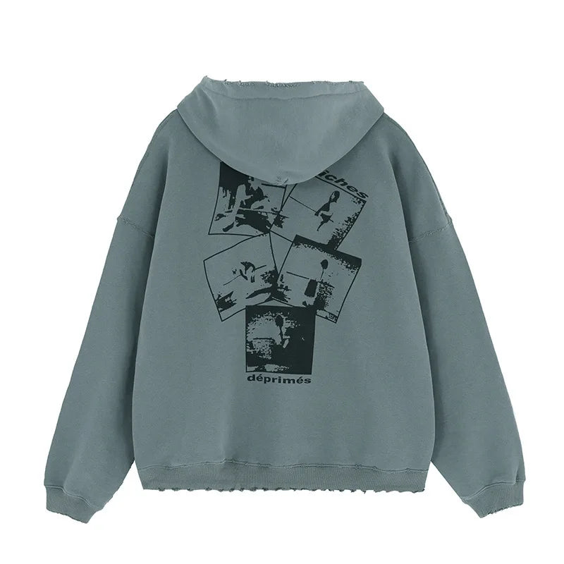 24AW printed fleece hoodie