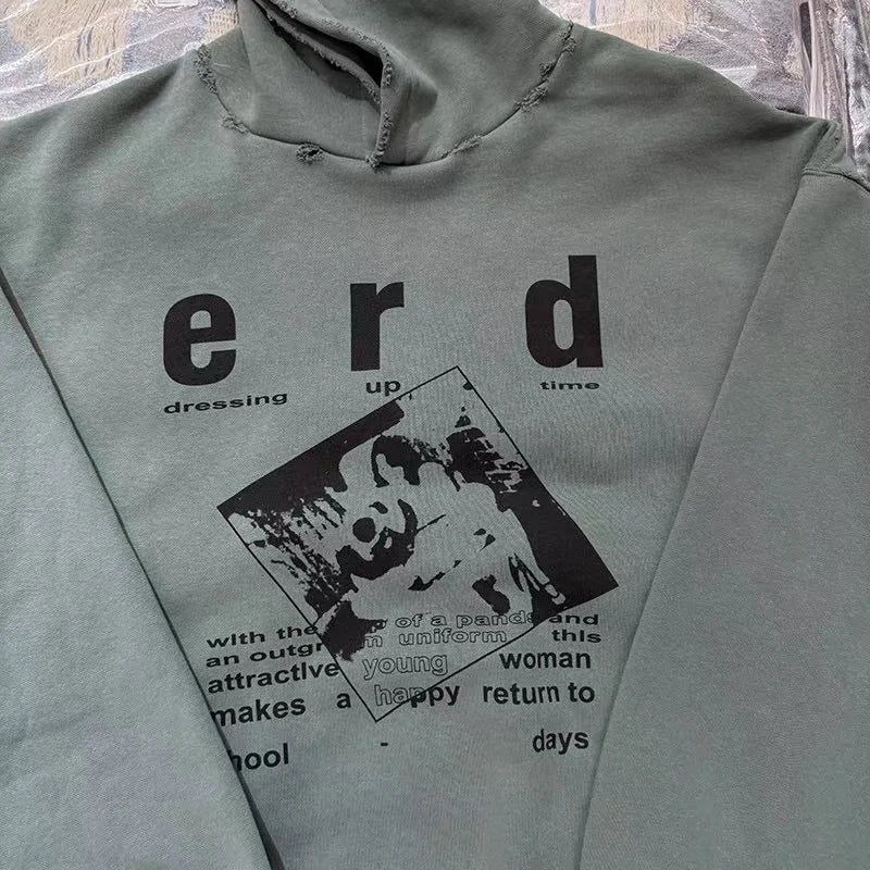 24AW printed fleece hoodie