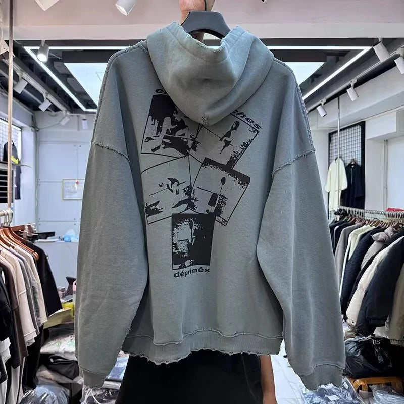 24AW printed fleece hoodie