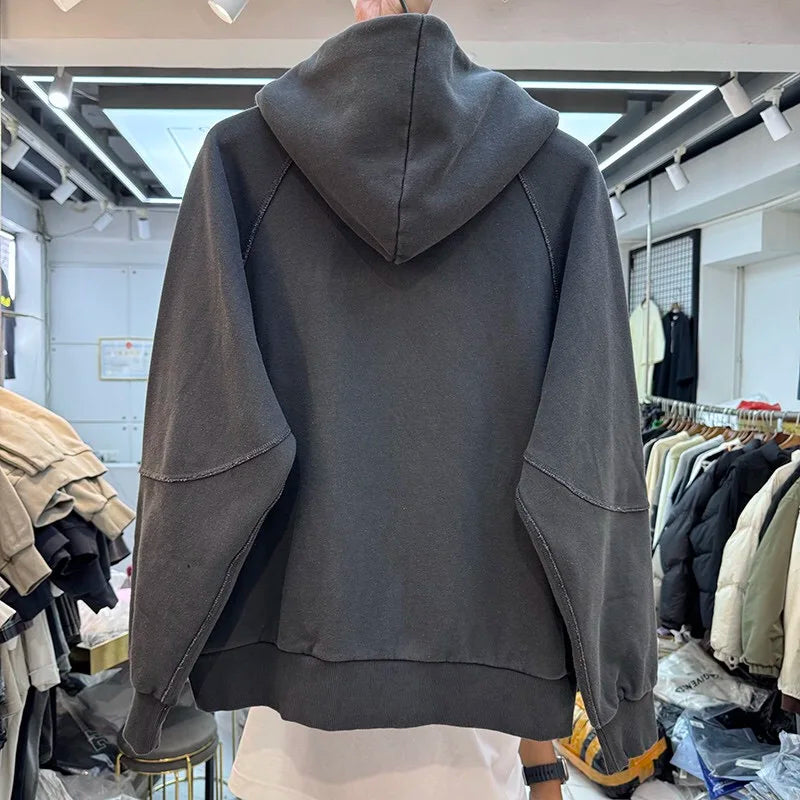 24AW cross-tie design shoulder-slung hoodie