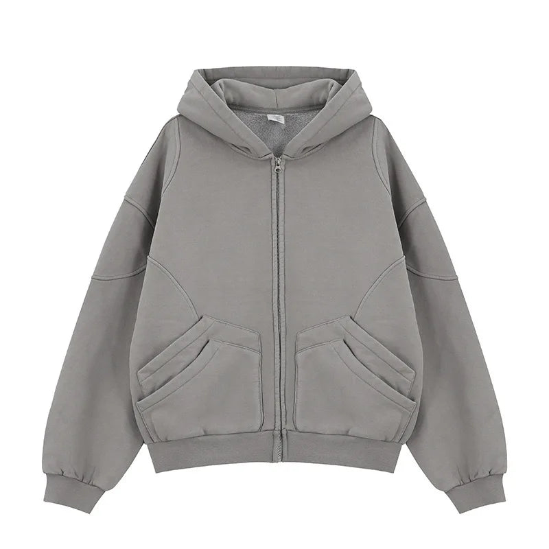 2024 new zipper fleece hoodie
