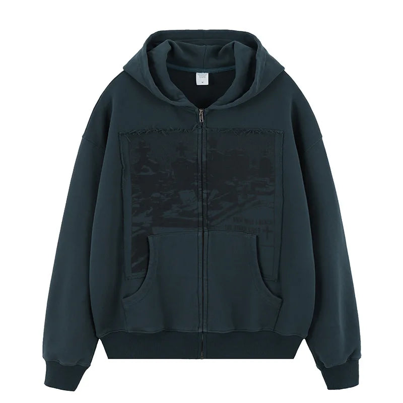 Cloth craft hooded zipper sweater jacket