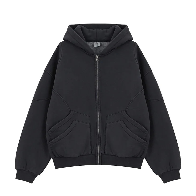 2024 new zipper fleece hoodie