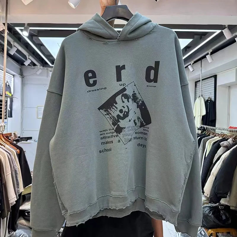 24AW printed fleece hoodie