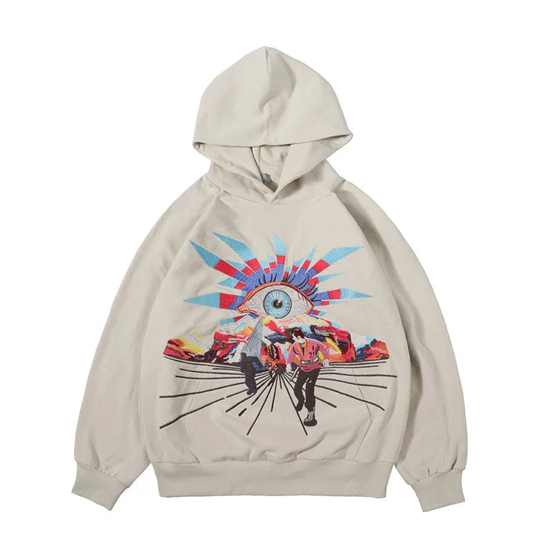 Autumn and winter 2024 new all-seeing eye embroidered hoodie