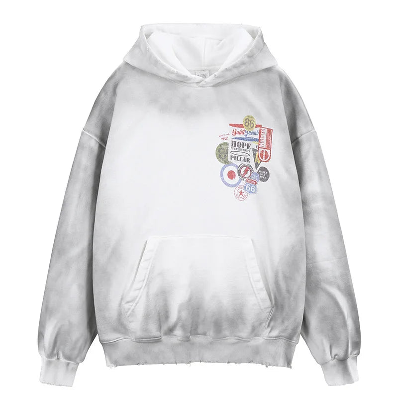 24AW do dirty damage print fleece hoodie