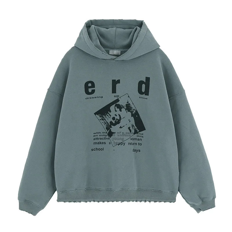 24AW printed fleece hoodie