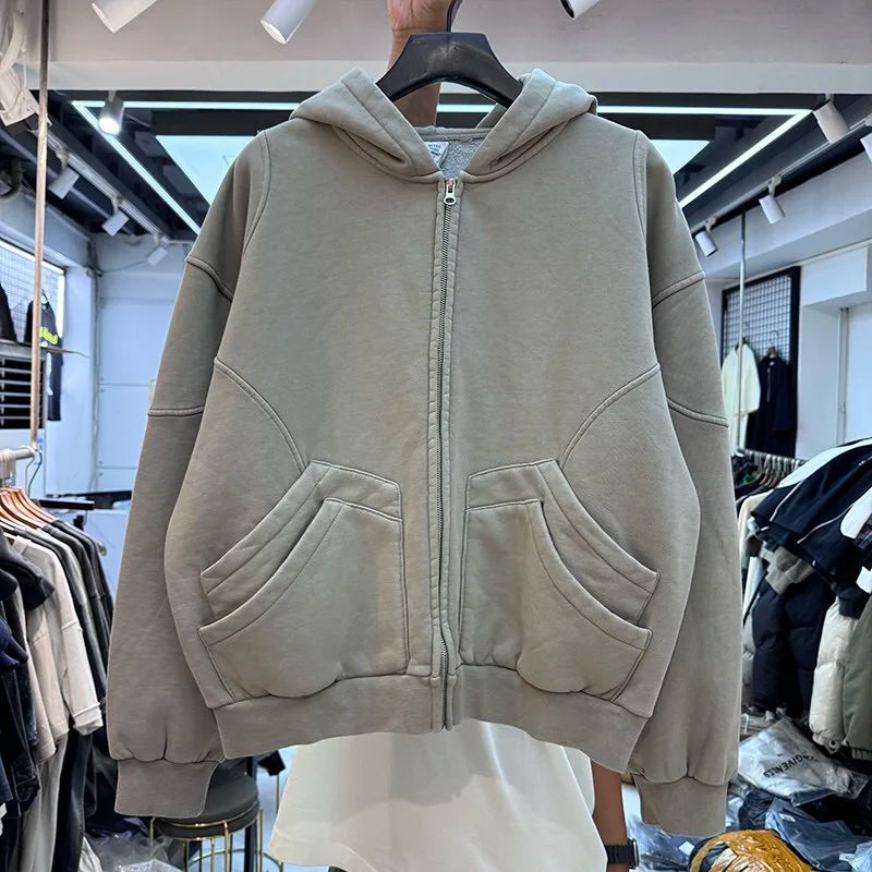 2024 new zipper fleece hoodie