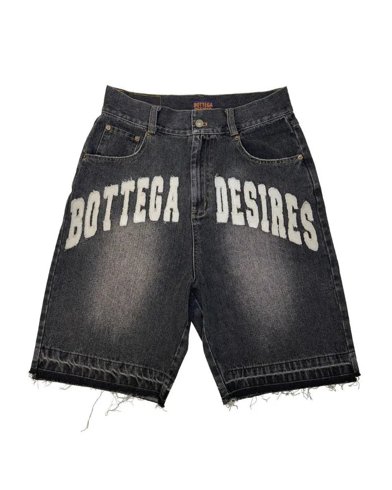 "Bottega Desires" Distressed Denim Shorts