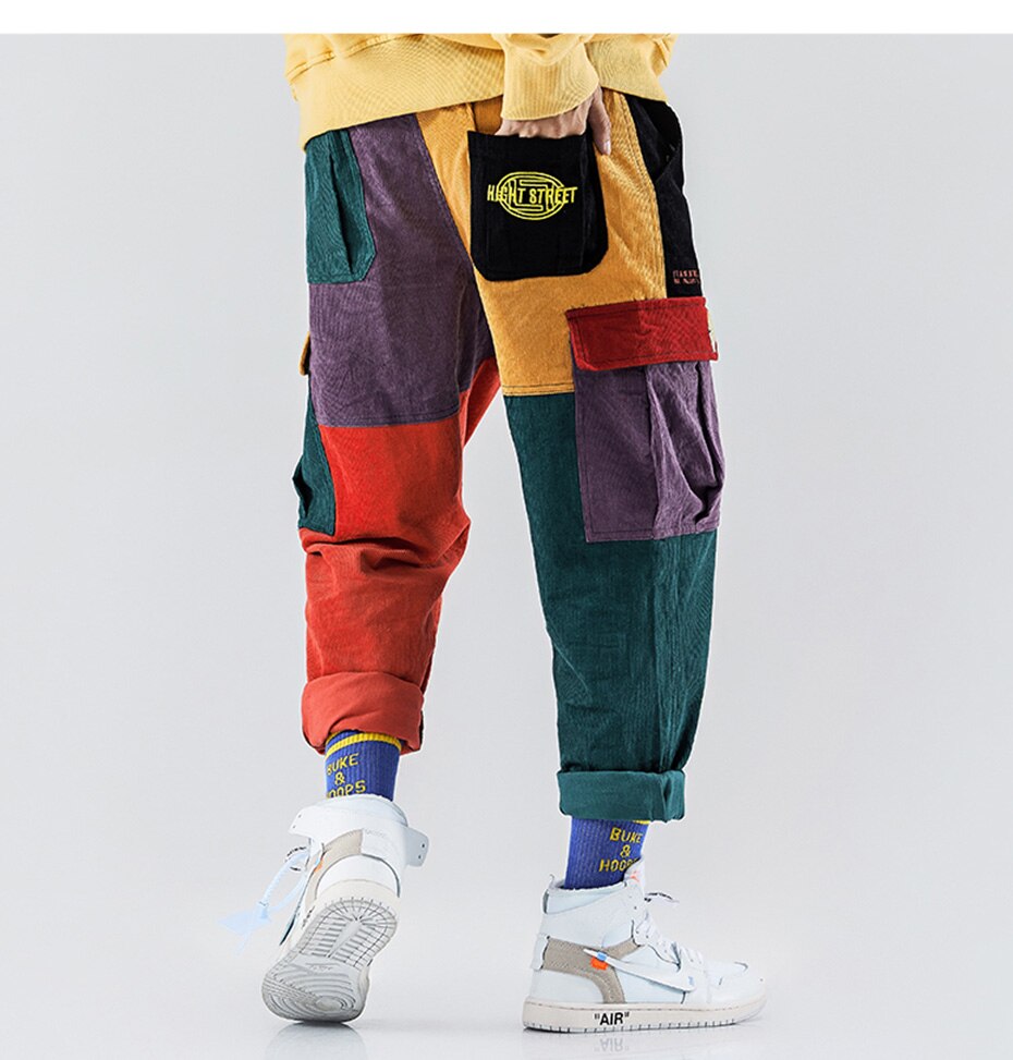 "Back to 90's" Patchwork Color Block Corduroy Pants